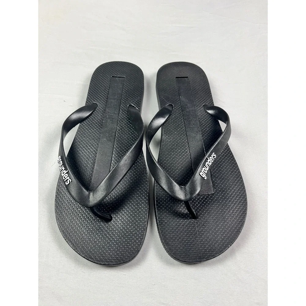 Grounders Mens Black Flip Flops Thong Sandals Size 11 Grounding Earthing New